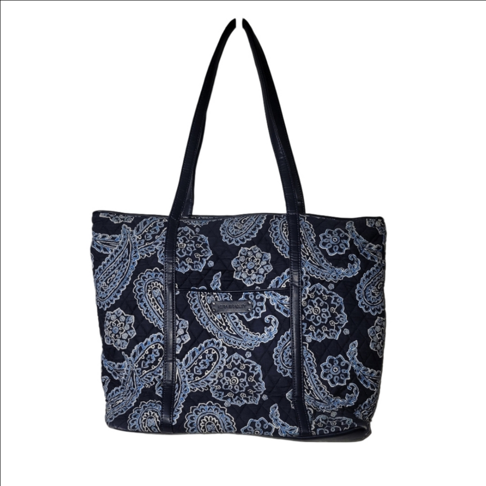 VERA BRADLEY LARGE TOTE, DARK BLUE PAISLEY